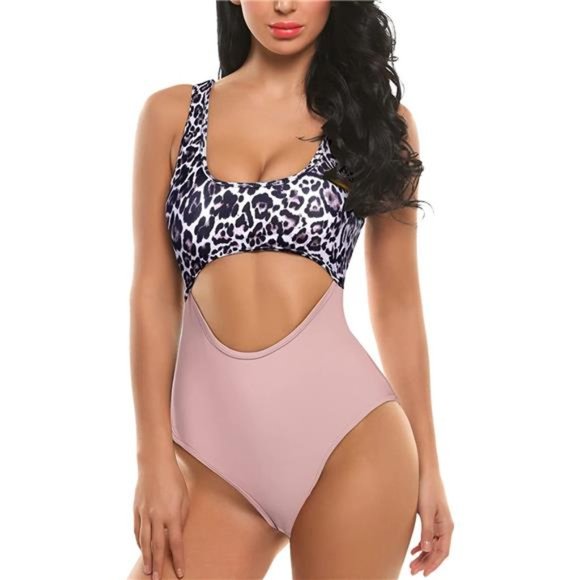 Women Cutout One Piece Swimsuits Stripe Bathing Suits Monokini - Picture 1 of 5